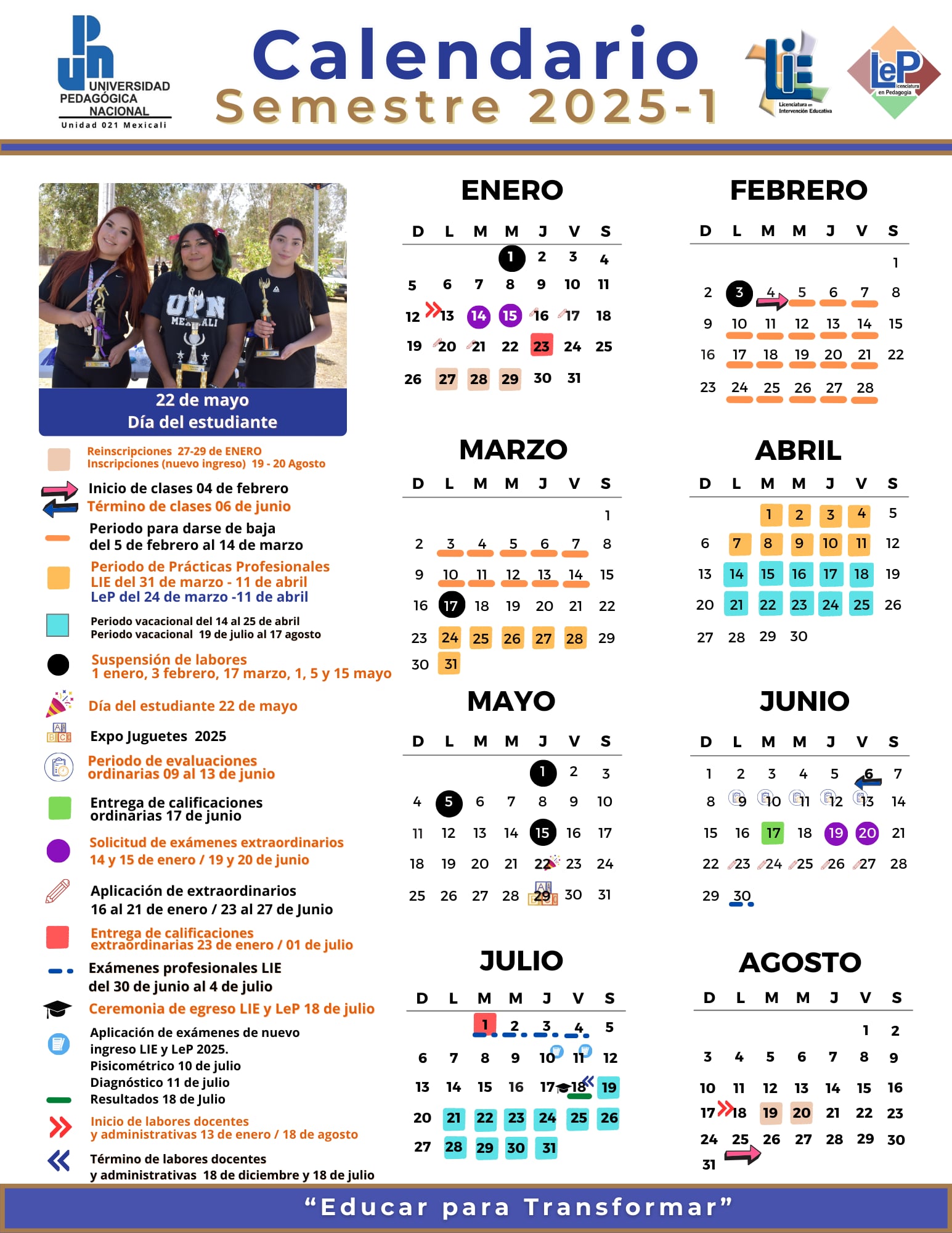 Calendario Escolar de la UPN